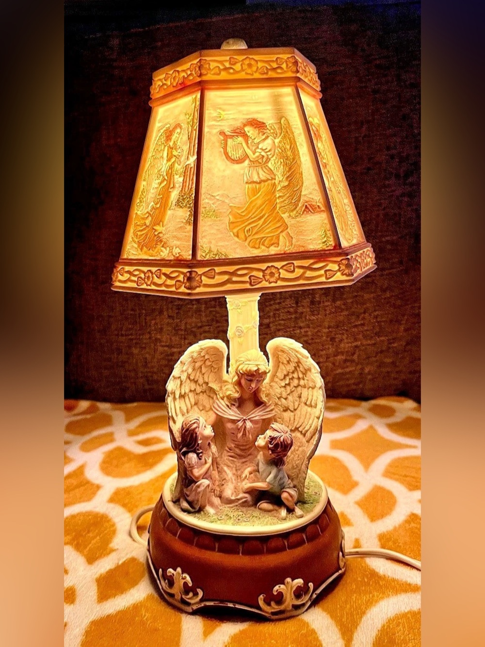 Vintage Angel Table Lamp Brown & Gold